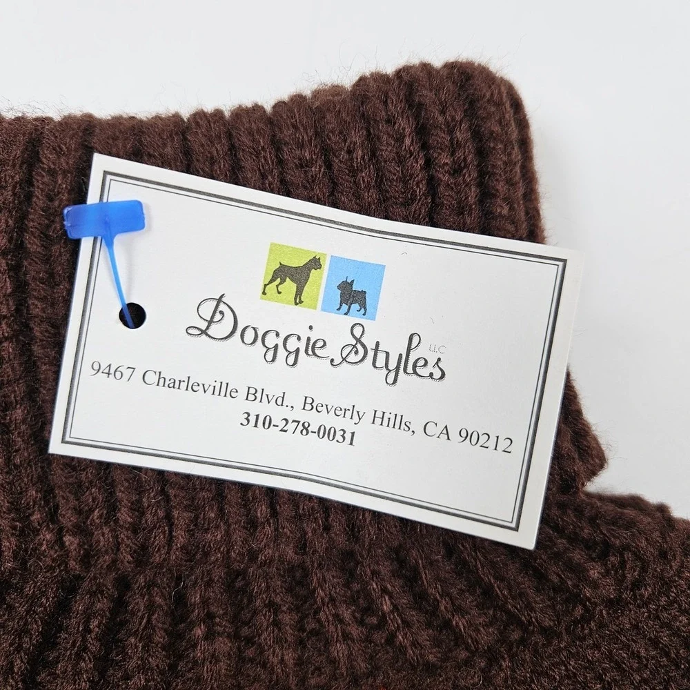 HIP DOGGIE Doggie Styles Ski Lodge Dog Cable Knit Sweater XL‎ Orange Brown NEW